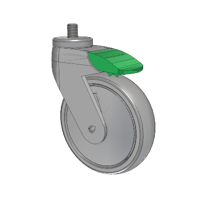 Tango Threaded Stem Caster with 125 x 32 TPU (80a) Wheel and Directional Lock Brake