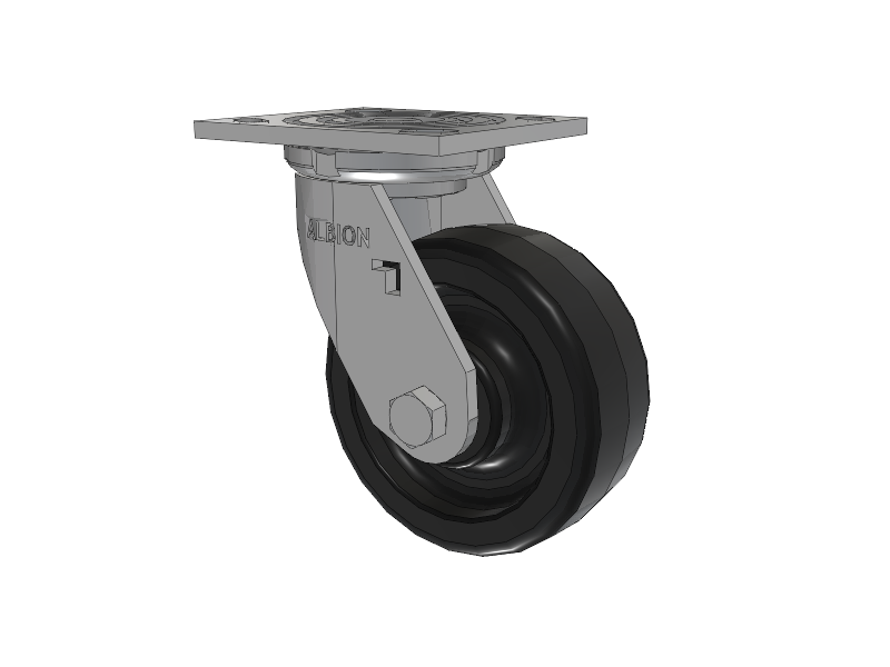 16 Series Top Plate Swivel Caster with 5 x 2 Black Phenolic Resin TM - Phenolic Wheel
