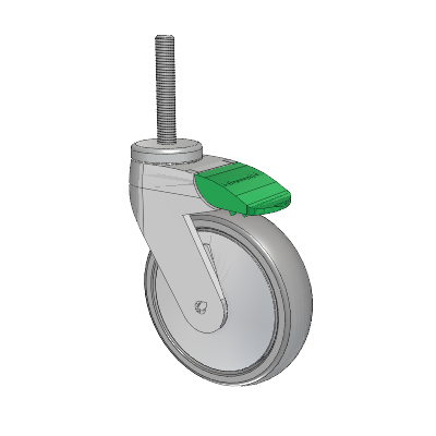 Tango Threaded Stem Caster with 125 x 32 TPU (80a) Wheel and Directional Lock Brake