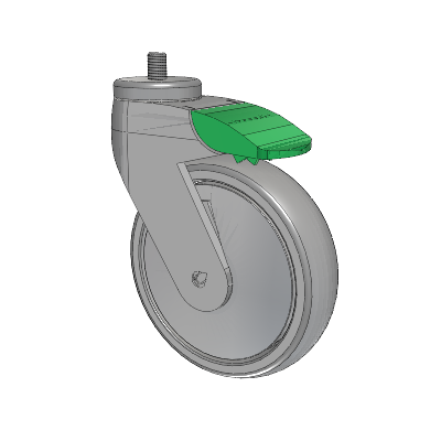 Tango Threaded Stem Caster with 125 x 32 TPR (80a) Wheel and Directional Lock Brake