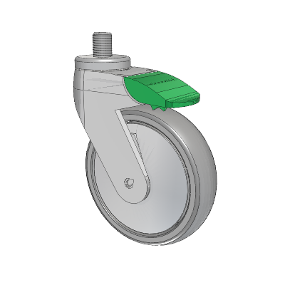 Tango Threaded Stem Caster with 125 x 32 TPR (80a) Wheel and Directional Lock Brake