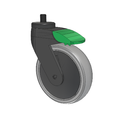 Tango Threaded Stem Caster with 125 x 32 TPR (80a) Wheel and Directional Lock Brake