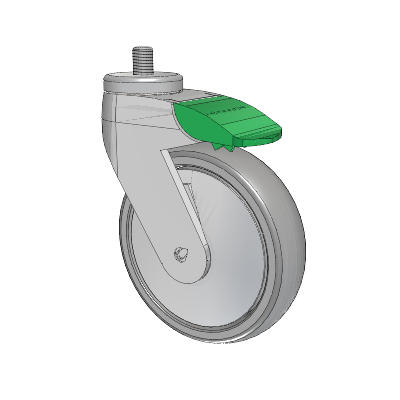 Tango Threaded Stem Caster with 125 x 32 TPR (80a) Wheel and Directional Lock Brake