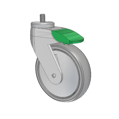 Tango Threaded Stem Caster with 125 x 32 TPR (80a) Wheel and Directional Lock Brake