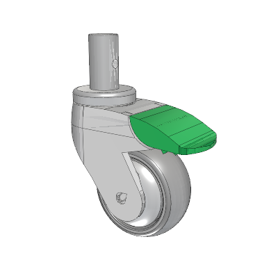 Tango Round Stem Caster with 75 x 32 TPU (80a) Wheel and Directional Lock Brake