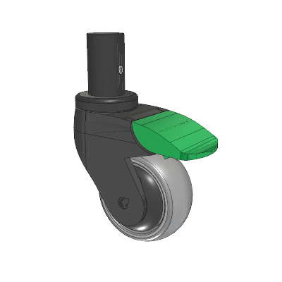 Tango Round Stem Caster with 75 x 32 TPU (80a) Wheel and Directional Lock Brake