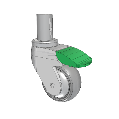 Tango Round Stem Caster with 75 x 32 TPU (80a) Wheel and Directional Lock Brake