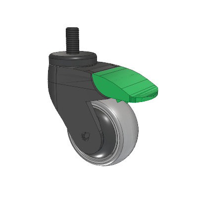 Tango Threaded Stem Caster with 75 x 32 TPU (80a) Wheel and Directional Lock Brake