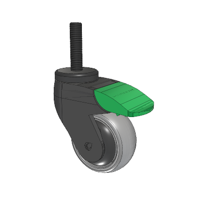 Tango Threaded Stem Caster with 75 x 32 TPU (80a) Wheel and Directional Lock Brake