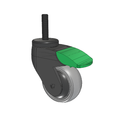 Tango Threaded Stem Caster with 75 x 32 TPU (80a) Wheel and Directional Lock Brake