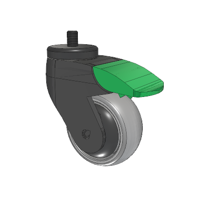 Tango Threaded Stem Caster with 75 x 32 TPU (80a) Wheel and Directional Lock Brake