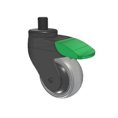 Tango Threaded Stem Caster with 75 x 32 TPU (80a) Wheel and Directional Lock Brake