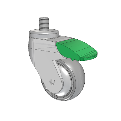 Tango Threaded Stem Caster with 75 x 32 TPU (80a) Wheel and Directional Lock Brake