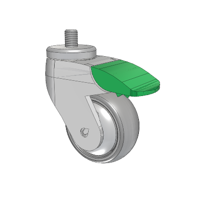 Tango Threaded Stem Caster with 75 x 32 TPU (80a) Wheel and Directional Lock Brake