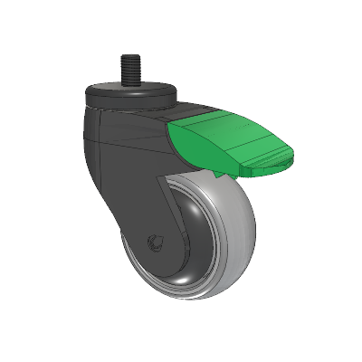 Tango Threaded Stem Caster with 75 x 32 TPU (80a) Wheel and Directional Lock Brake