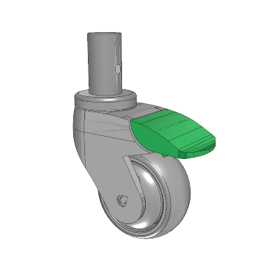 Tango Round Stem Caster with 75 x 32 TPR (80a) Wheel and Directional Lock Brake