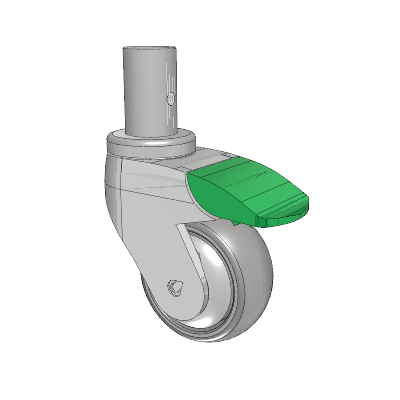 Tango Round Stem Caster with 75 x 32 TPR (80a) Wheel and Directional Lock Brake
