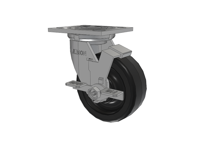 16 Series Top Plate Swivel Caster with 5 x 2 Black Phenolic Resin TM - Phenolic Wheel and Face Brake