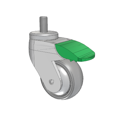 Tango Threaded Stem Caster with 75 x 32 TPR (80a) Wheel and Directional Lock Brake