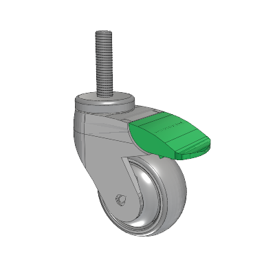 Tango Threaded Stem Caster with 75 x 32 TPR (80a) Wheel and Directional Lock Brake