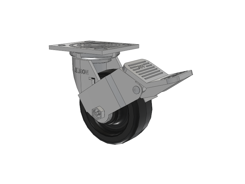 16 Series Top Plate Swivel Caster with 5 x 2 Black Phenolic Resin TM - Phenolic Wheel and Face Brake