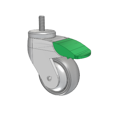Tango Threaded Stem Caster with 75 x 32 TPR (80a) Wheel and Directional Lock Brake
