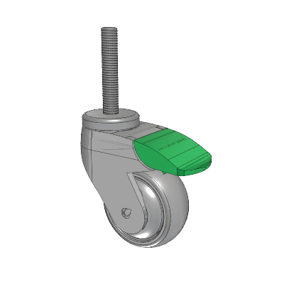 Tango Threaded Stem Caster with 75 x 32 TPR (80a) Wheel and Directional Lock Brake