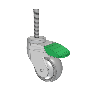 Tango Threaded Stem Caster with 75 x 32 TPR (80a) Wheel and Directional Lock Brake