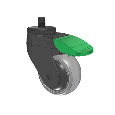 Tango Threaded Stem Caster with 75 x 32 TPR (80a) Wheel and Directional Lock Brake