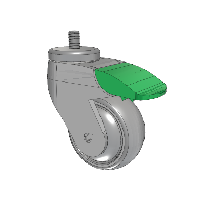 Tango Threaded Stem Caster with 75 x 32 TPR (80a) Wheel and Directional Lock Brake