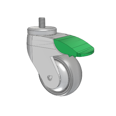 Tango Threaded Stem Caster with 75 x 32 TPR (80a) Wheel and Directional Lock Brake