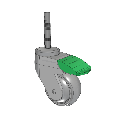 Tango Threaded Stem Caster with 75 x 32 TPR (80a) Wheel and Directional Lock Brake