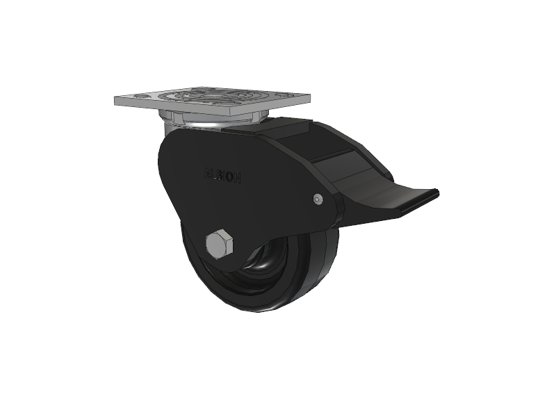 16 Series Top Plate Swivel Caster with 5 x 2 Black Phenolic Resin TM - Phenolic Wheel and Total Lock Brake