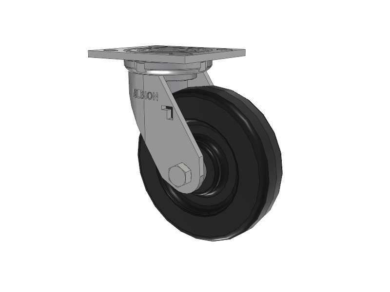 16 Series Top Plate Swivel Caster with 6 x 1.5 Black Phenolic Resin TM - Phenolic Wheel