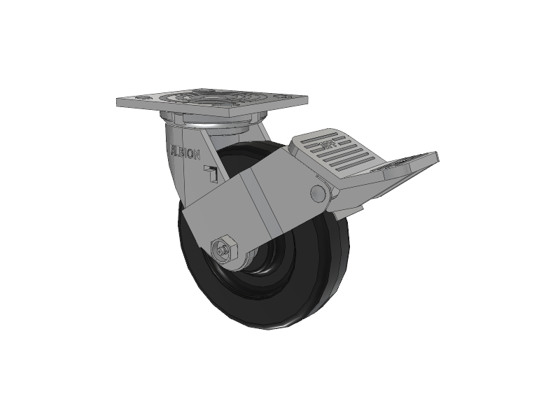 16 Series Top Plate Swivel Caster with 6 x 1.5 Black Phenolic Resin TM - Phenolic Wheel and Face Brake