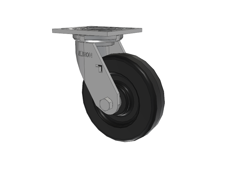 16 Series Top Plate Swivel Caster with 6 x 1.5 Black Phenolic Resin TM - Phenolic Wheel