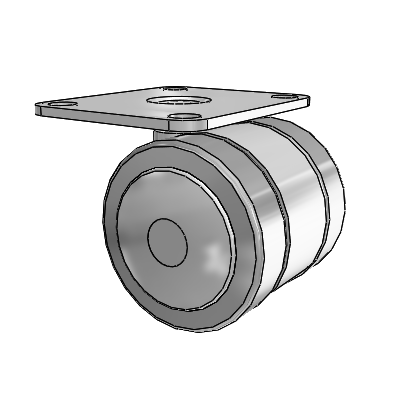 Grey Tech Top Plate Swivel Caster with 2 x 2 Thermoplastic Rubber Wheel