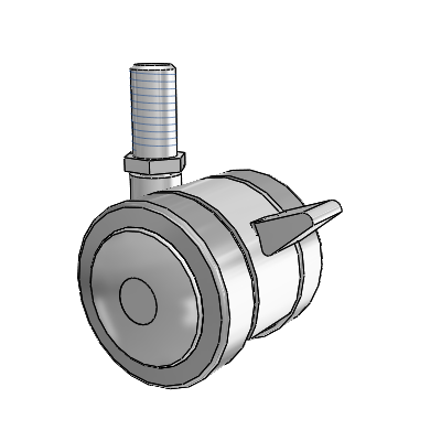 Grey Tech Threaded Stem Swivel Caster with 2 x 2 Thermoplastic Rubber Wheel and Brake