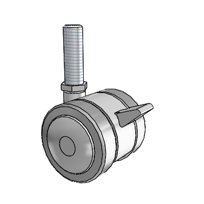 Grey Tech Threaded Stem Swivel Caster with 2 x 2 Thermoplastic Rubber Wheel and Brake