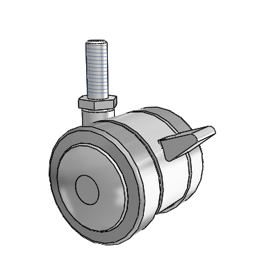 Grey Tech Threaded Stem Swivel Caster with 2 x 2 Thermoplastic Rubber Wheel and Brake