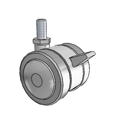 Grey Tech Threaded Stem Swivel Caster with 2 x 2 Thermoplastic Rubber Wheel and Brake