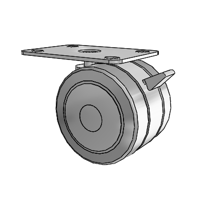 Grey Tech Top Plate Swivel Caster with 3 x 2.2813 Thermoplastic Rubber Wheel and Brake