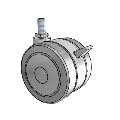 Grey Tech Threaded Stem Swivel Caster with 3 x 2.2813 Thermoplastic Rubber Wheel and Brake