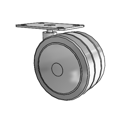 Grey Tech Top Plate Swivel Caster with 4 x 2.25 Thermoplastic Rubber Wheel