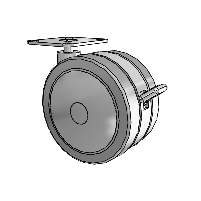 Grey Tech Top Plate Swivel Caster with 4 x 2.25 Thermoplastic Rubber Wheel and Brake