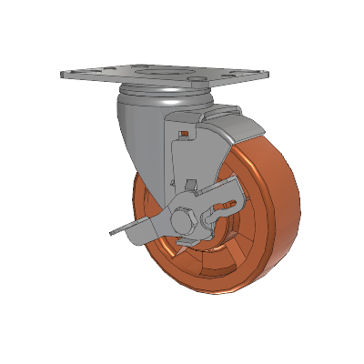 Heatwave Top Plate Swivel Caster with 4 x 1.5 Wheel and Side Brake