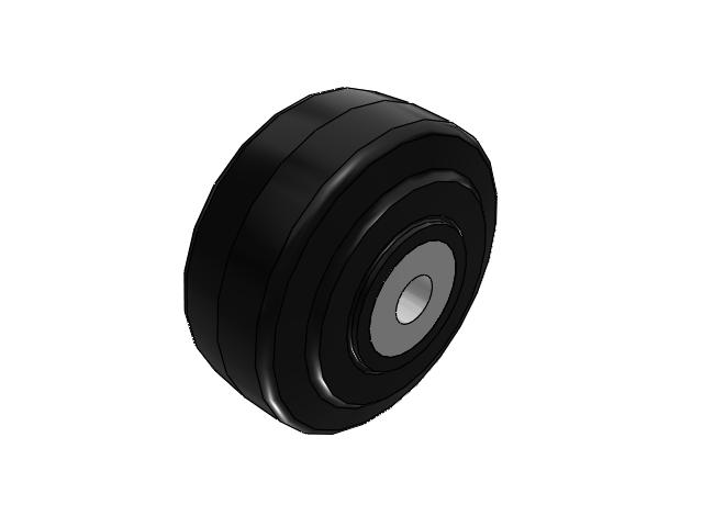 MR Rubber on Cast Iron 3-1/4 x 1-1/2 Wheel with Straight Roller Bearing