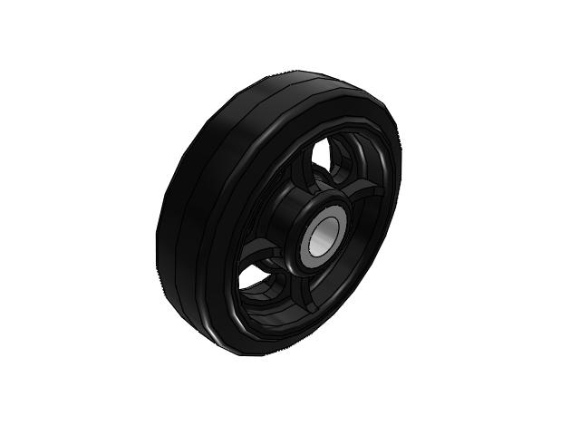 MR Rubber on Cast Iron 5 x 1-1/2 Wheel with Straight Roller Bearing
