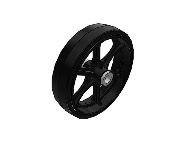 MR Rubber on Cast Iron 16 x 4 Wheel with Straight Roller Bearing