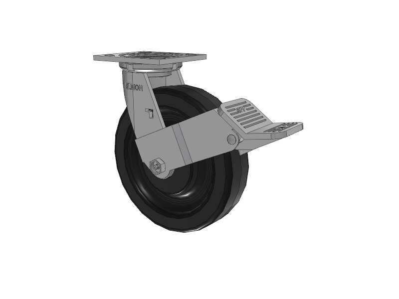 16 Series Top Plate Swivel Caster with 8 x 2 Black Phenolic Resin TM - Phenolic Wheel and Face Brake